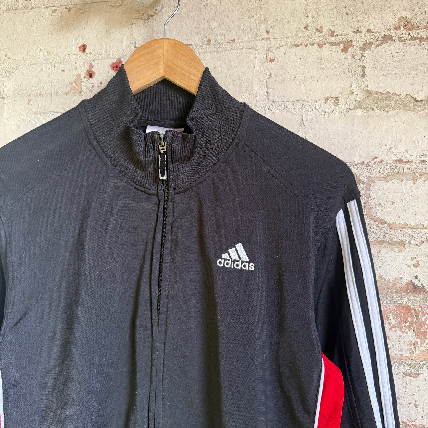 1990s Black Adidas Zip Track Top jacket
