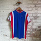 1970s Blue and Red Zip Cycling Shirt Top