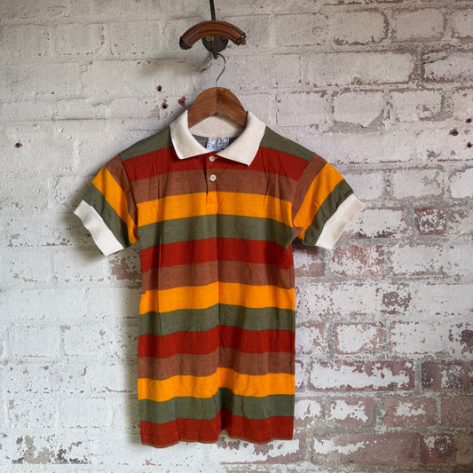 1980s Pastel Colour Polo Shirt Top