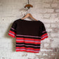 1970s Brown Stripe Knitted Boat Neck Top
