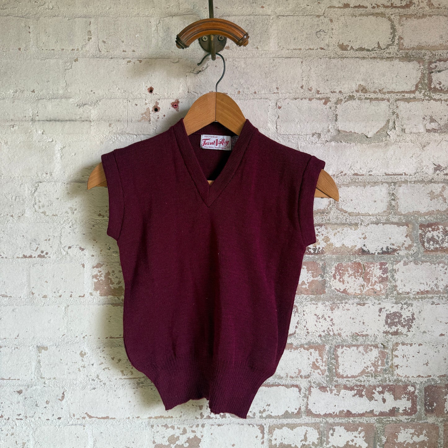 1950s Maroon Wool Knitted Tank Top Jumper