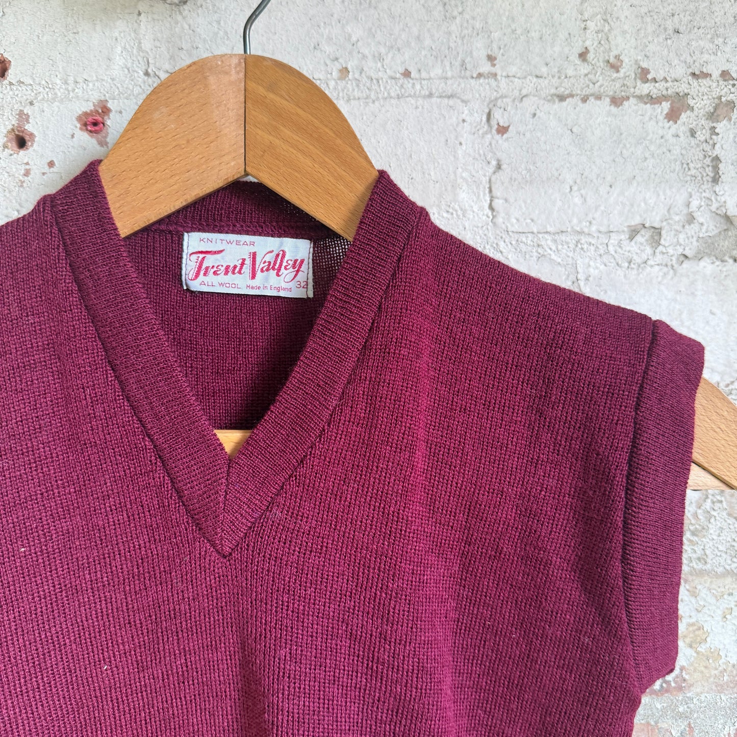 1950s Maroon Wool Knitted Tank Top Jumper