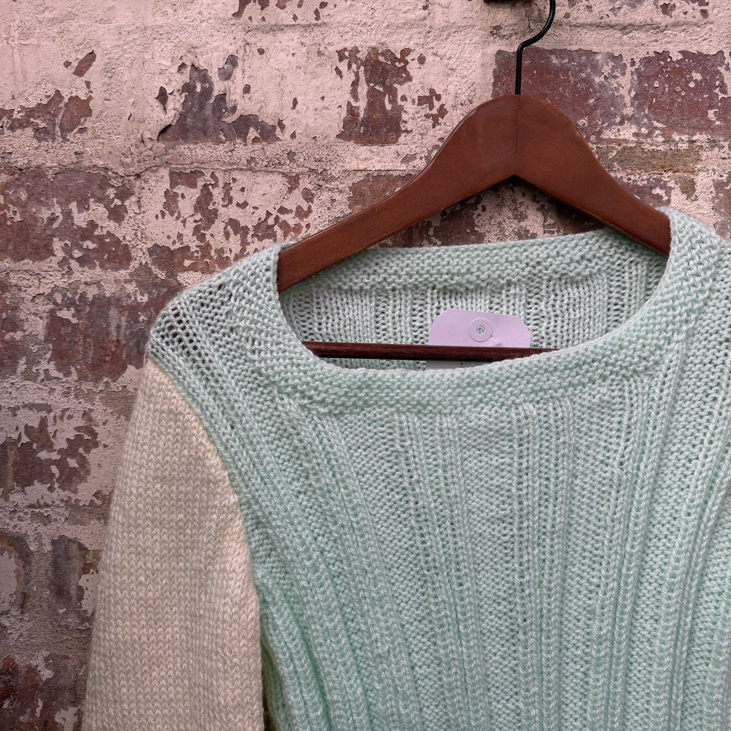 1980s Turquoise Hand Knitted Jumper
