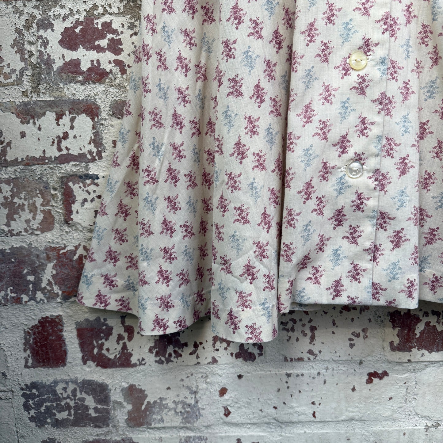 1970s Loop Collar Printed Button Shirt