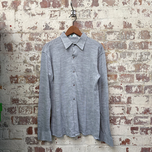 1970s Grey Knitted Button Up Shirt