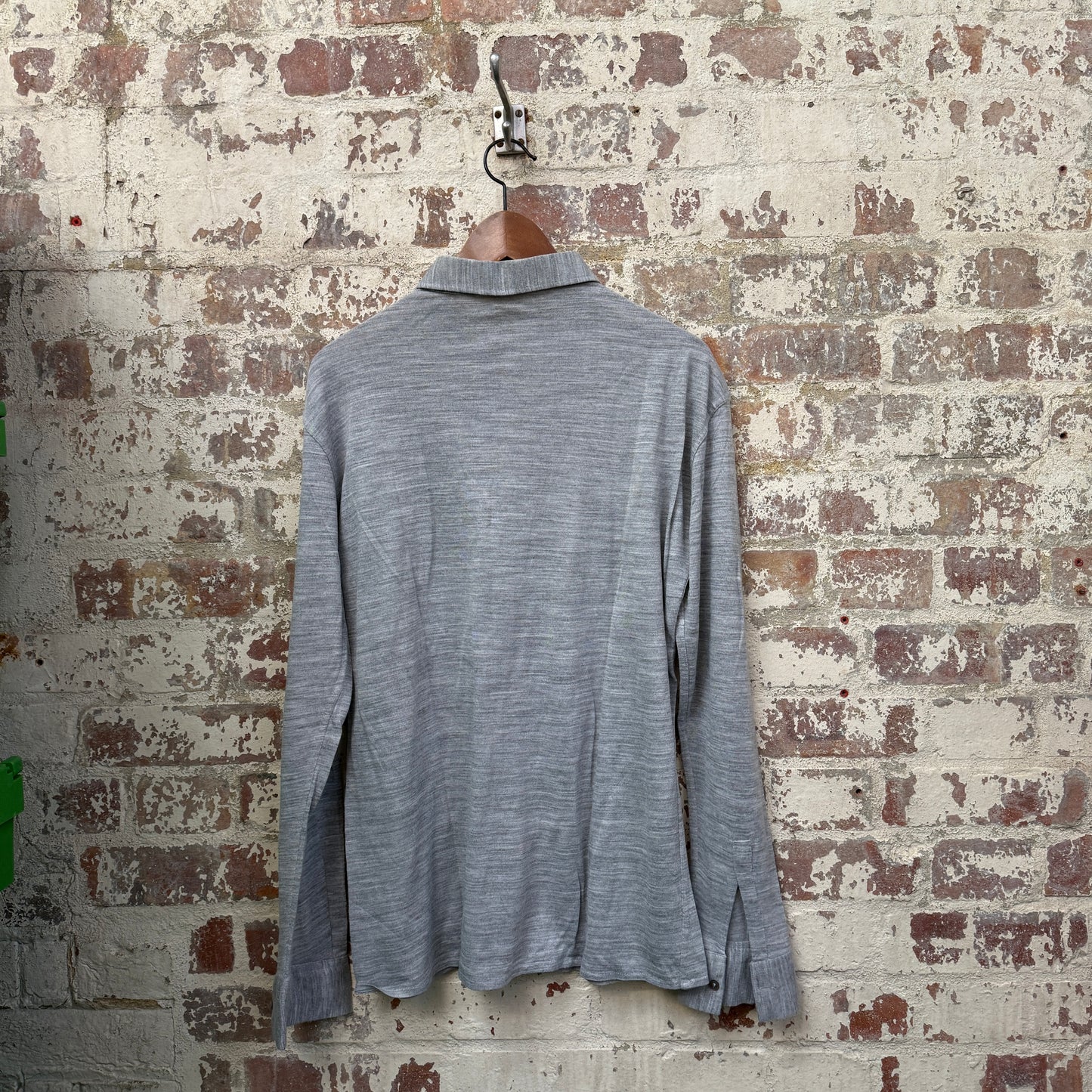 1970s Grey Knitted Button Up Shirt