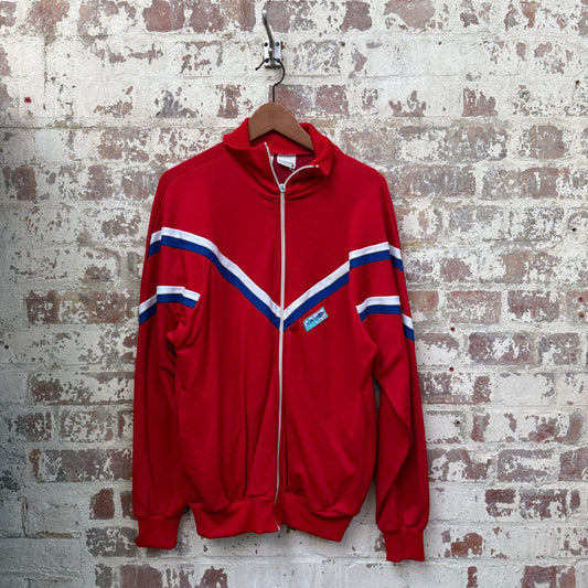 1980s Red Zip Up Track Top