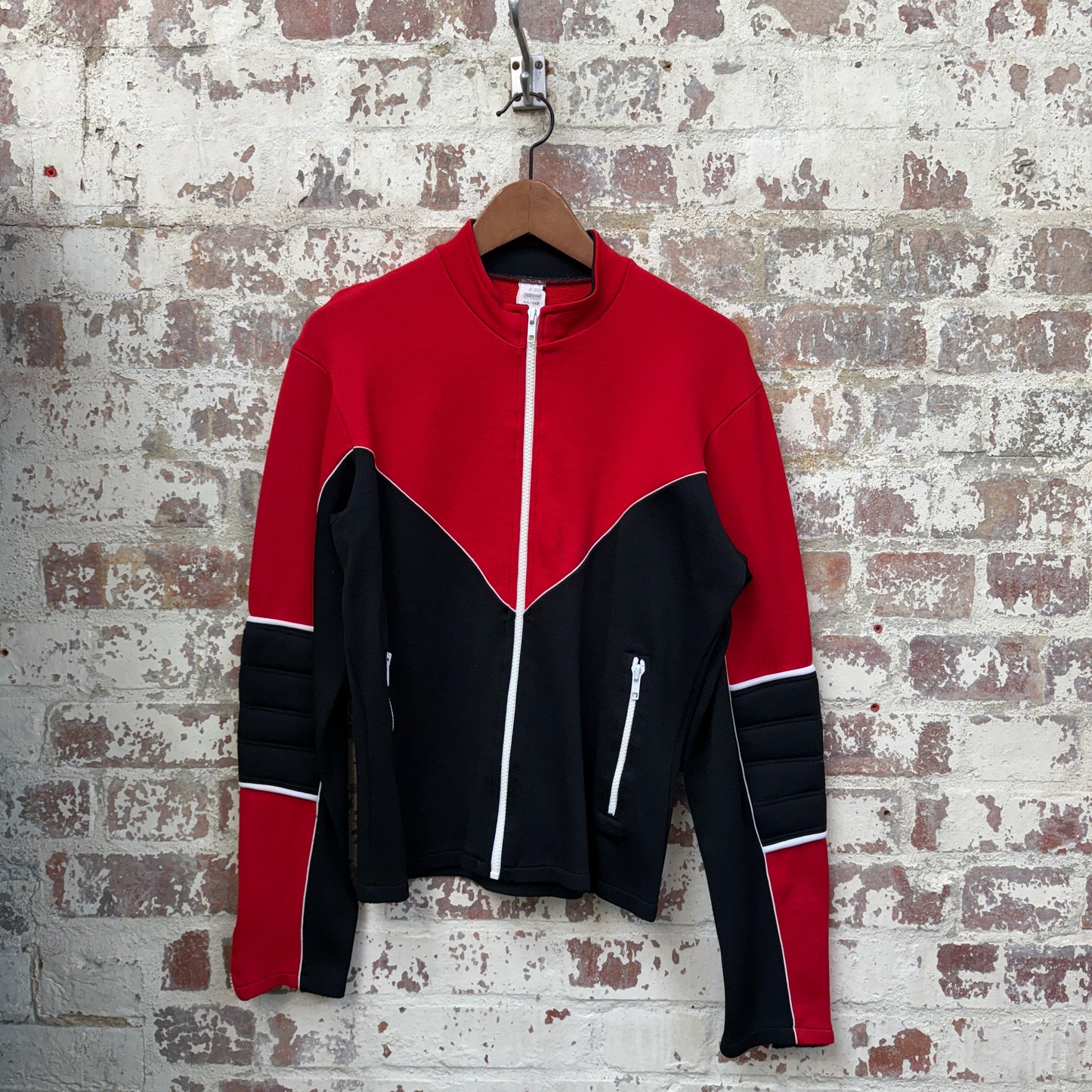 1980s Red and Black Zip Up Track Top