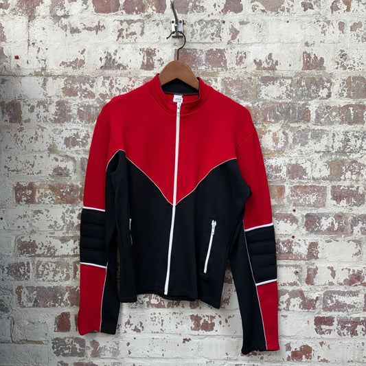 1980s Red and Black Zip Up Track Top