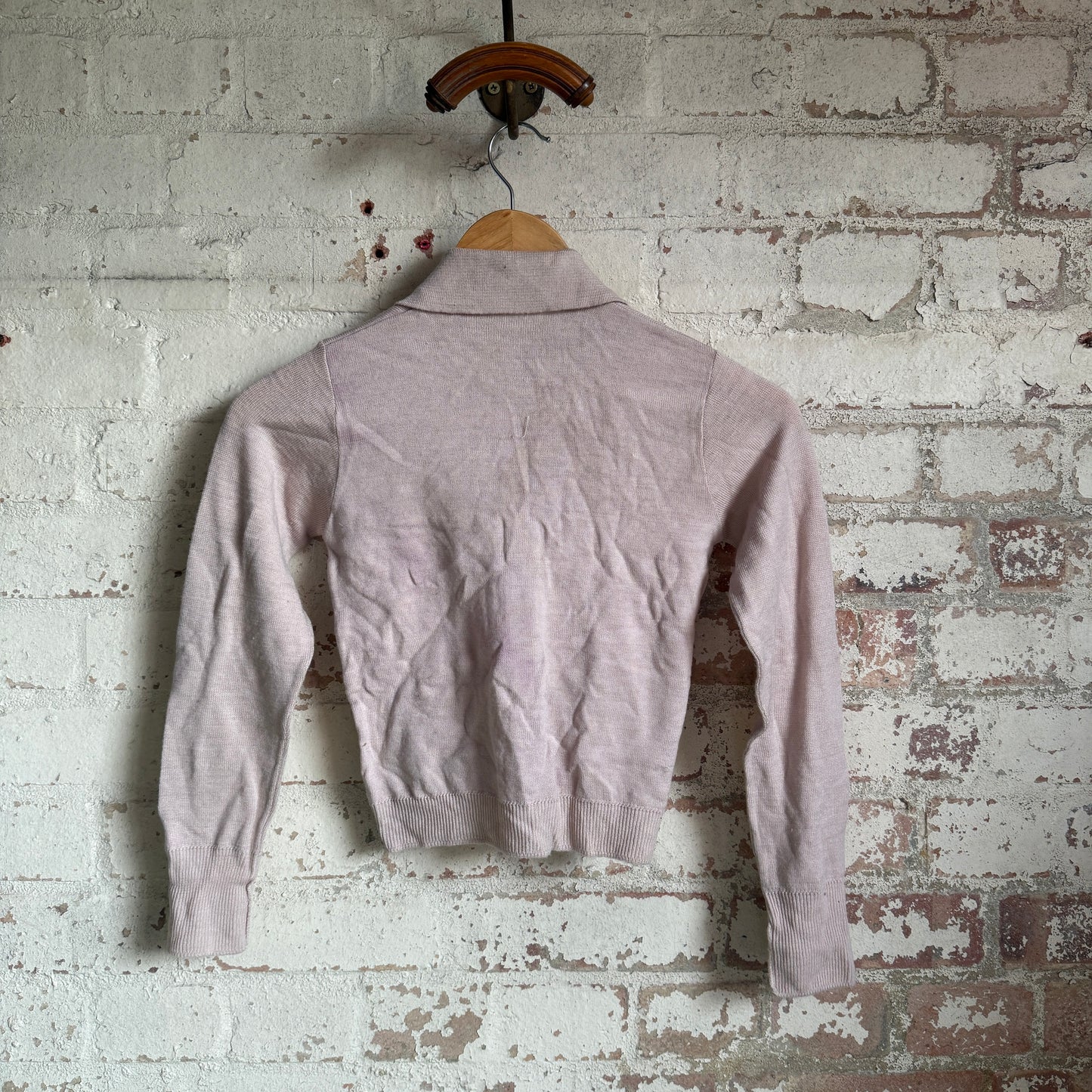 1960s Beige Knitted Shirt Cardigan Top