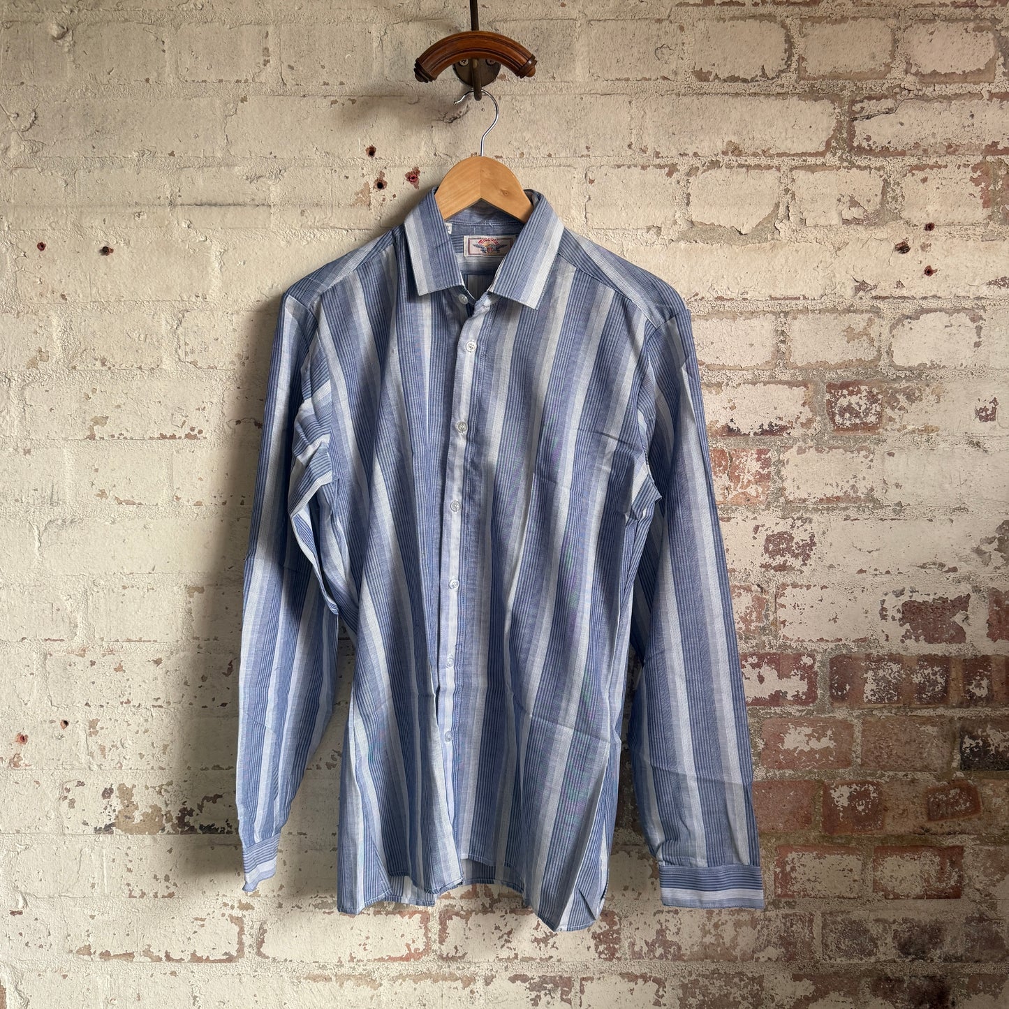 1980s Blue Striped Italian Shirt