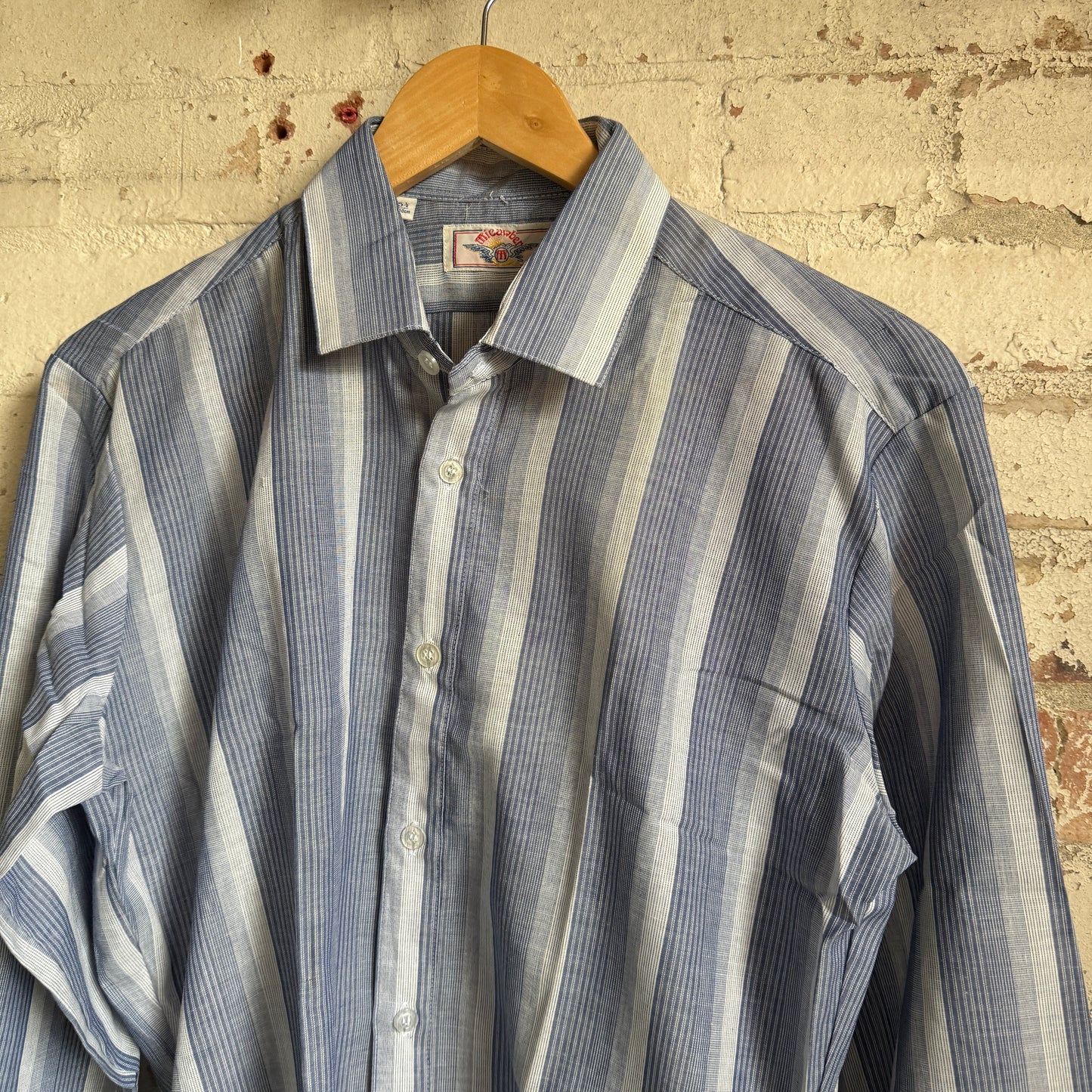 1980s Blue Striped Italian Shirt