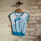 1970s White and Blue Graphic Vest T-Shirt