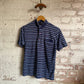 1980s Navy Striped Italian Polo Shirt Top