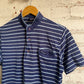 1980s Navy Striped Italian Polo Shirt Top