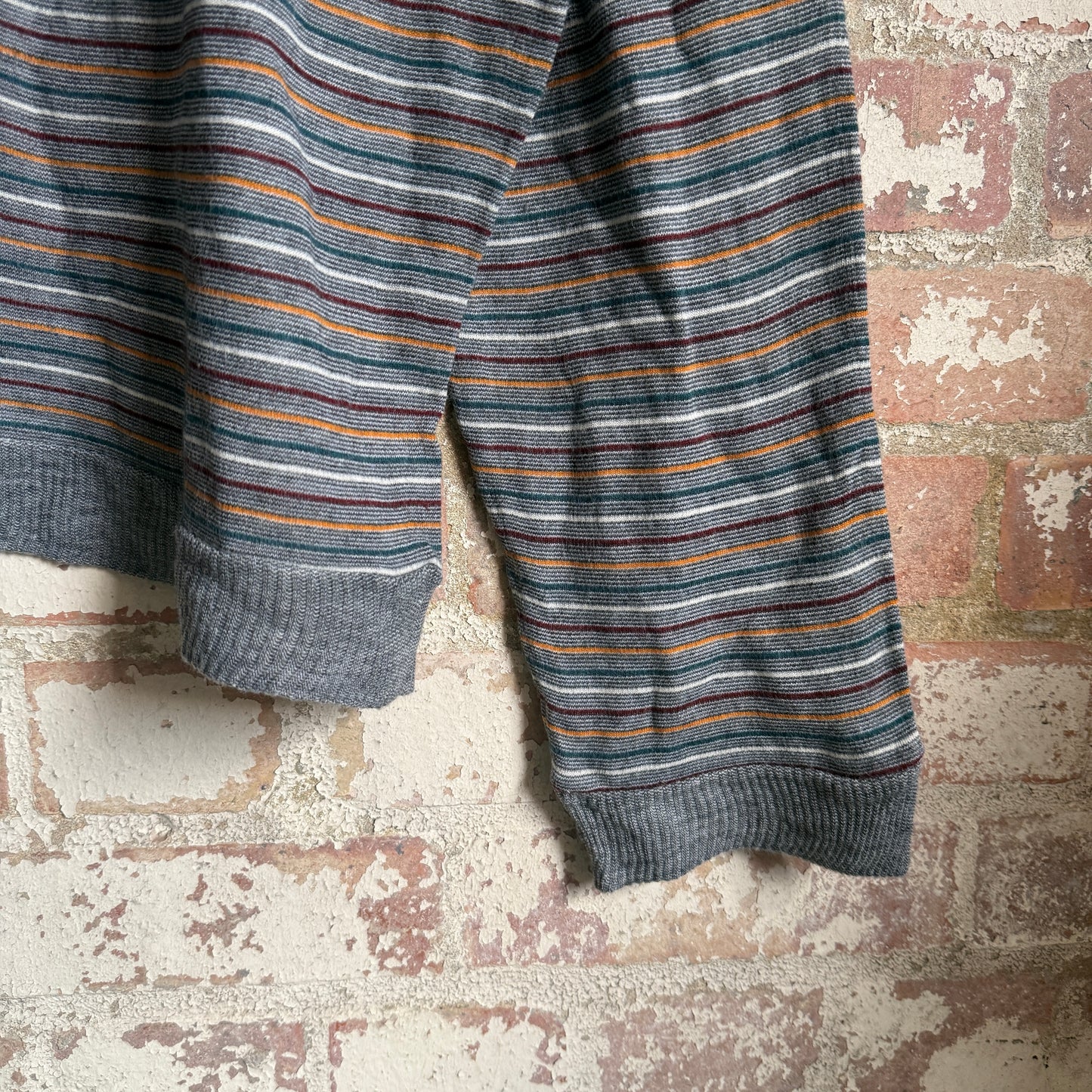 1970s Grey Striped Sweatshirt Jumper
