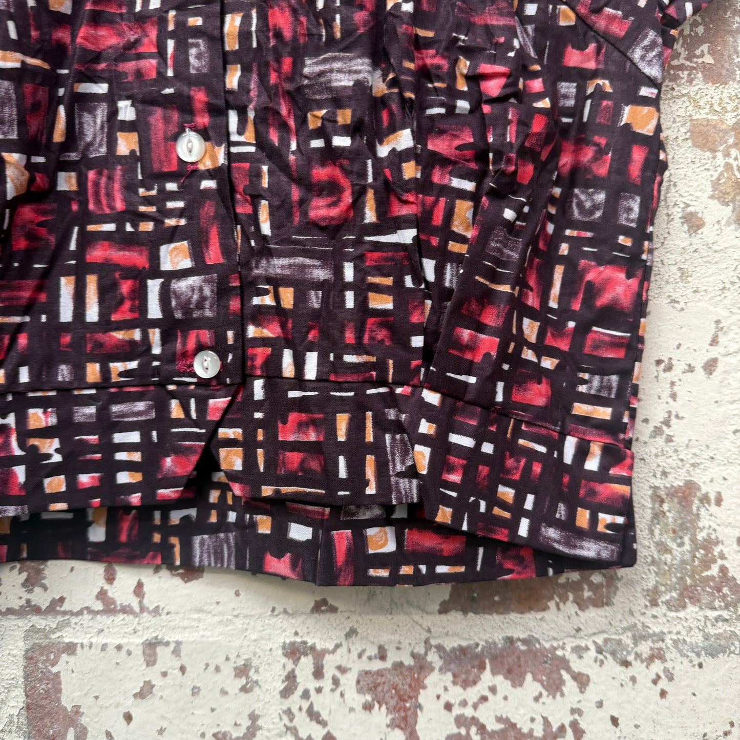 1960s Womens Patterned Blouse Top