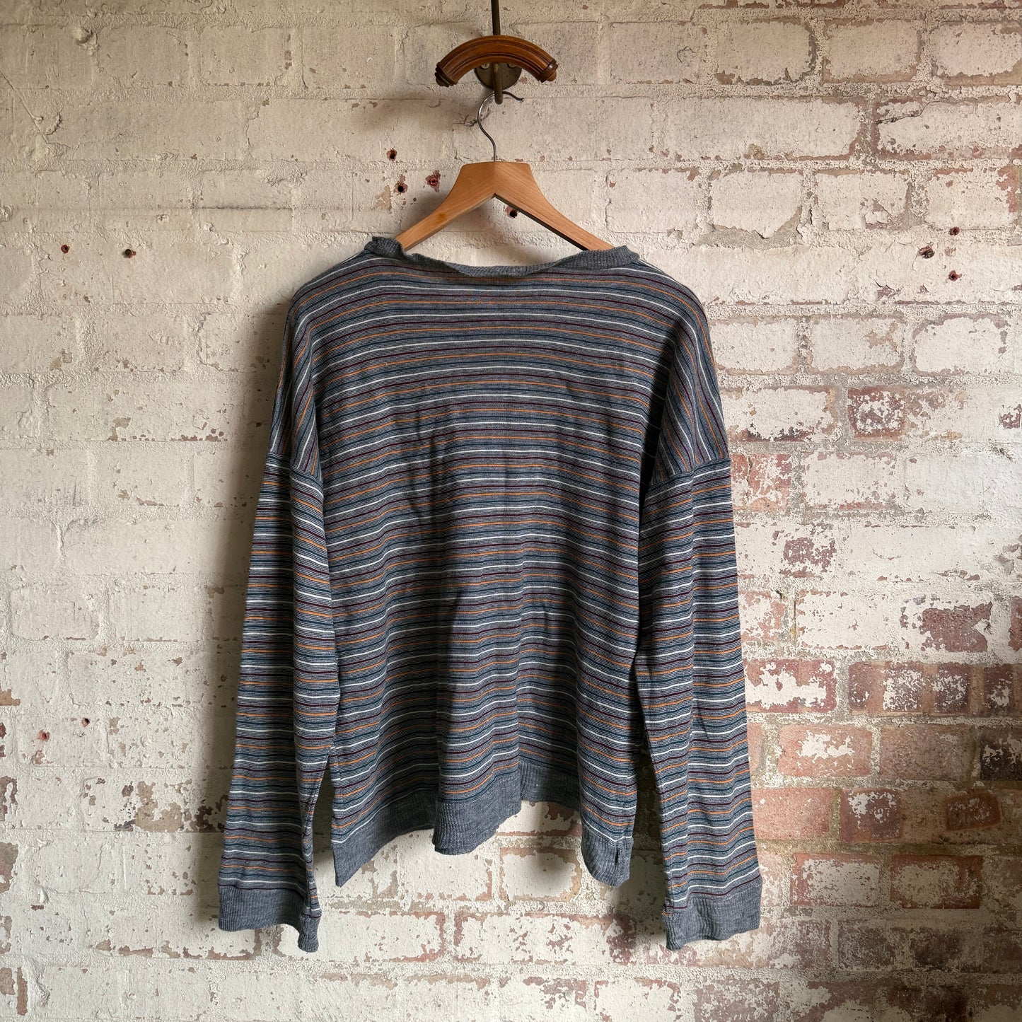 1970s Grey Striped Sweatshirt Jumper