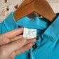 1980s Blue Unusual Button Pocket Polo Shirt Top