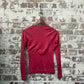 1970s Maroon Button Long Sleeve Top