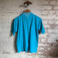 1980s Blue Unusual Button Pocket Polo Shirt Top