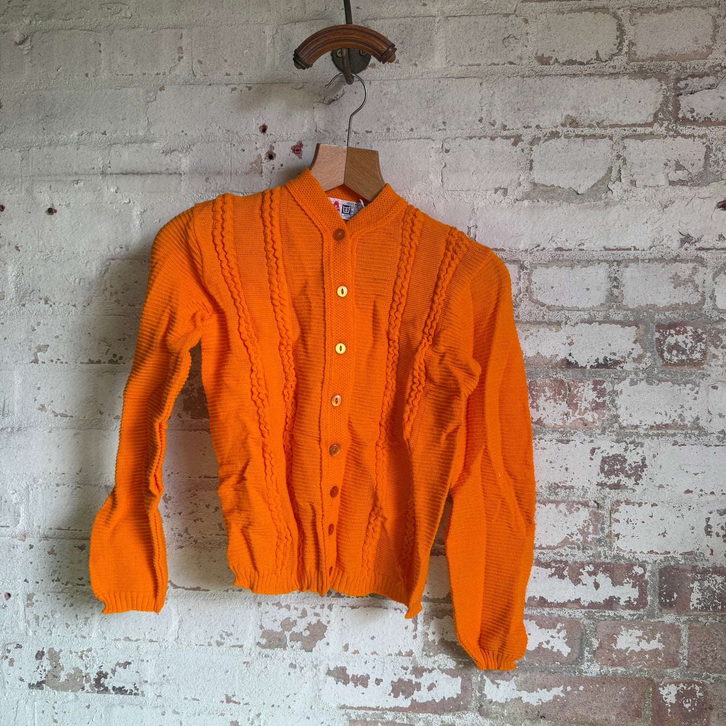 1970s Orange Knitted Button Cardigan Jumper
