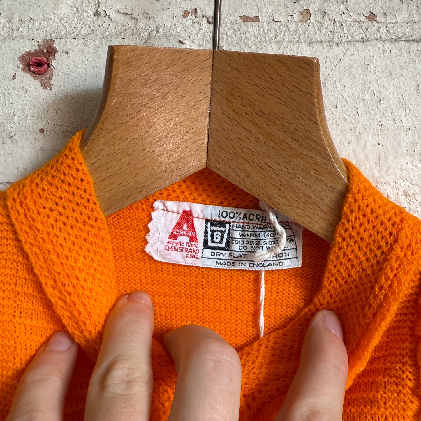 1970s Orange Knitted Button Cardigan Jumper