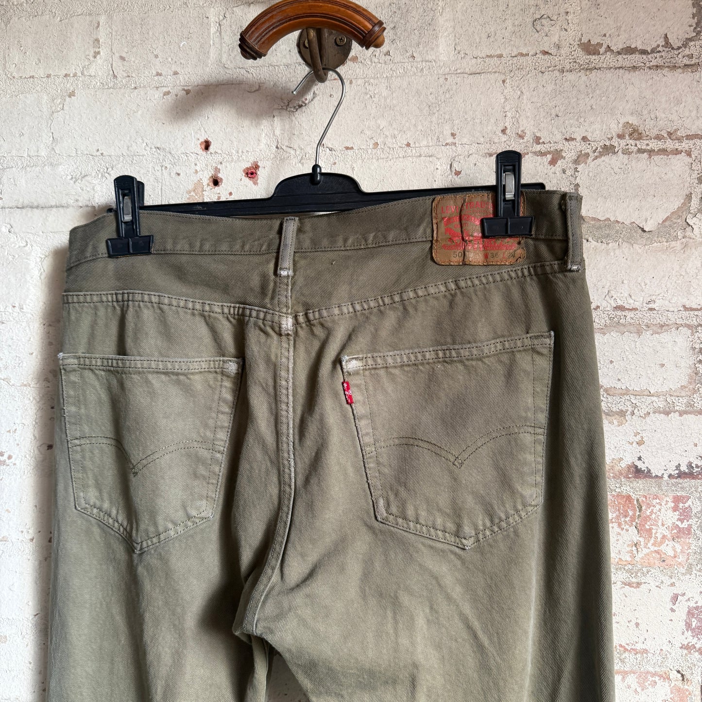 1990s Olive Green Levis 501 Jeans