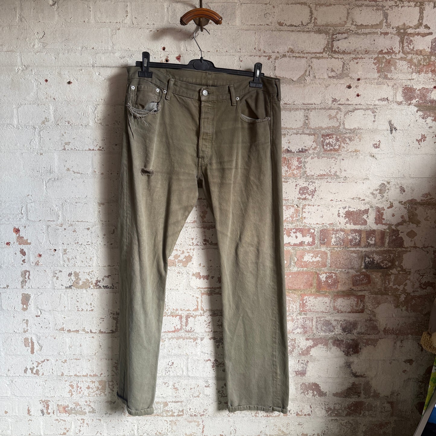 1990s Olive Green Levis 501 Jeans