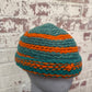 1980s Orange and Green Wool Knitted Beanie Hat