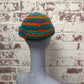 1980s Orange and Green Wool Knitted Beanie Hat