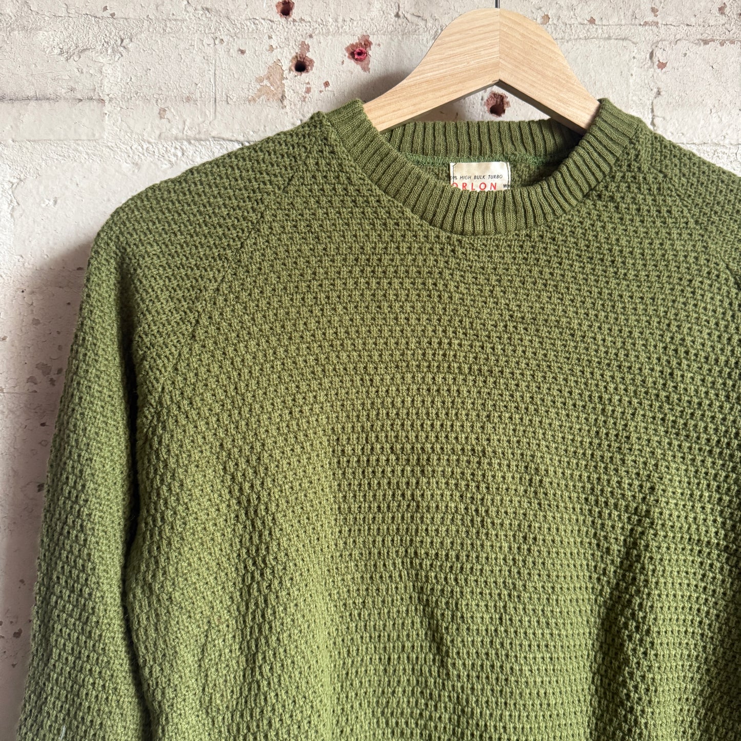 1960s Green Wool British Knitted Jumper