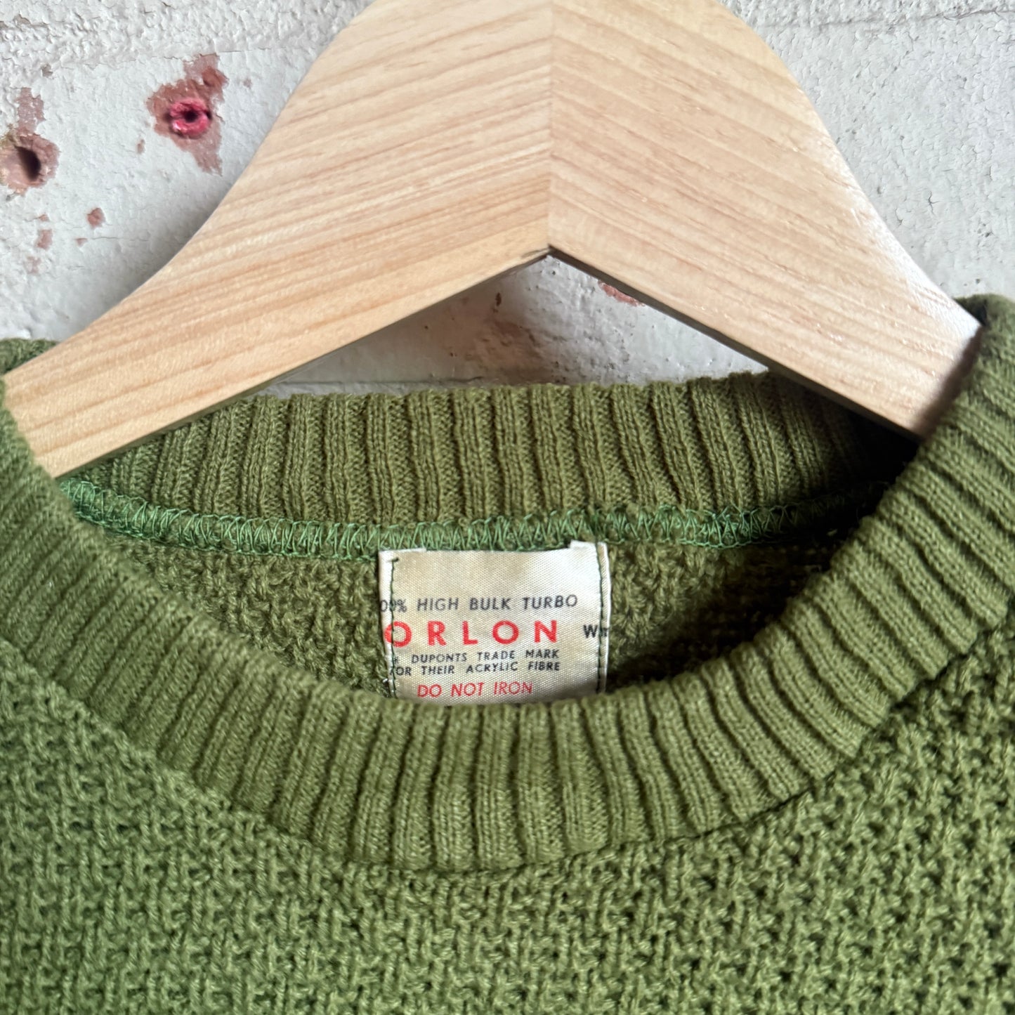 1960s Green Wool British Knitted Jumper