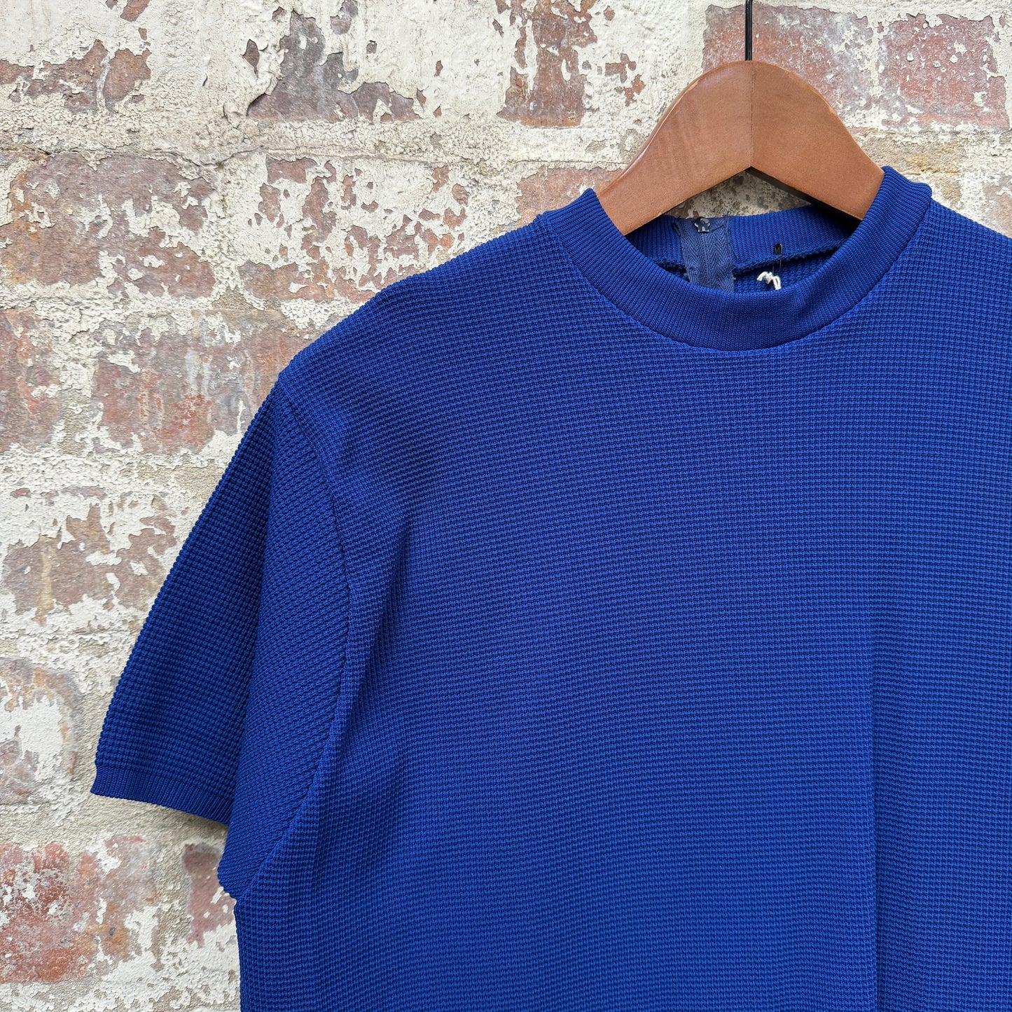 1970s Navy Knitted Zip Shirt