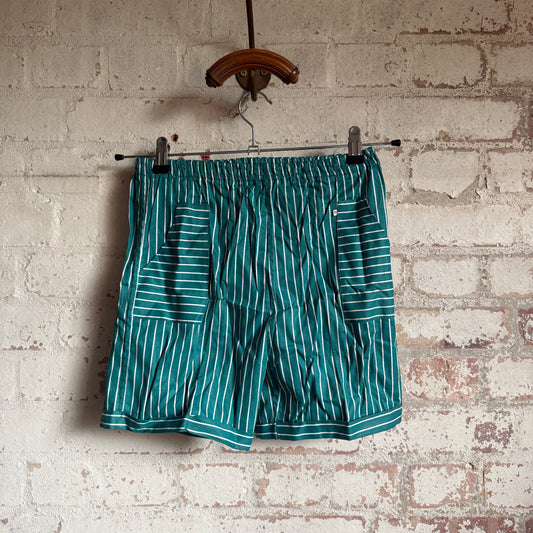 1980s Turquoise Striped Cotton Shorts