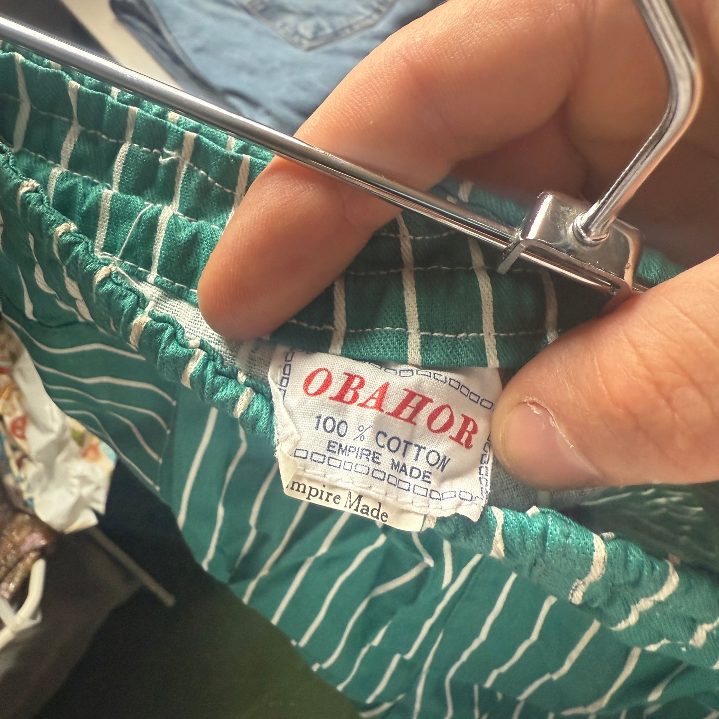 1980s Turquoise Striped Cotton Shorts