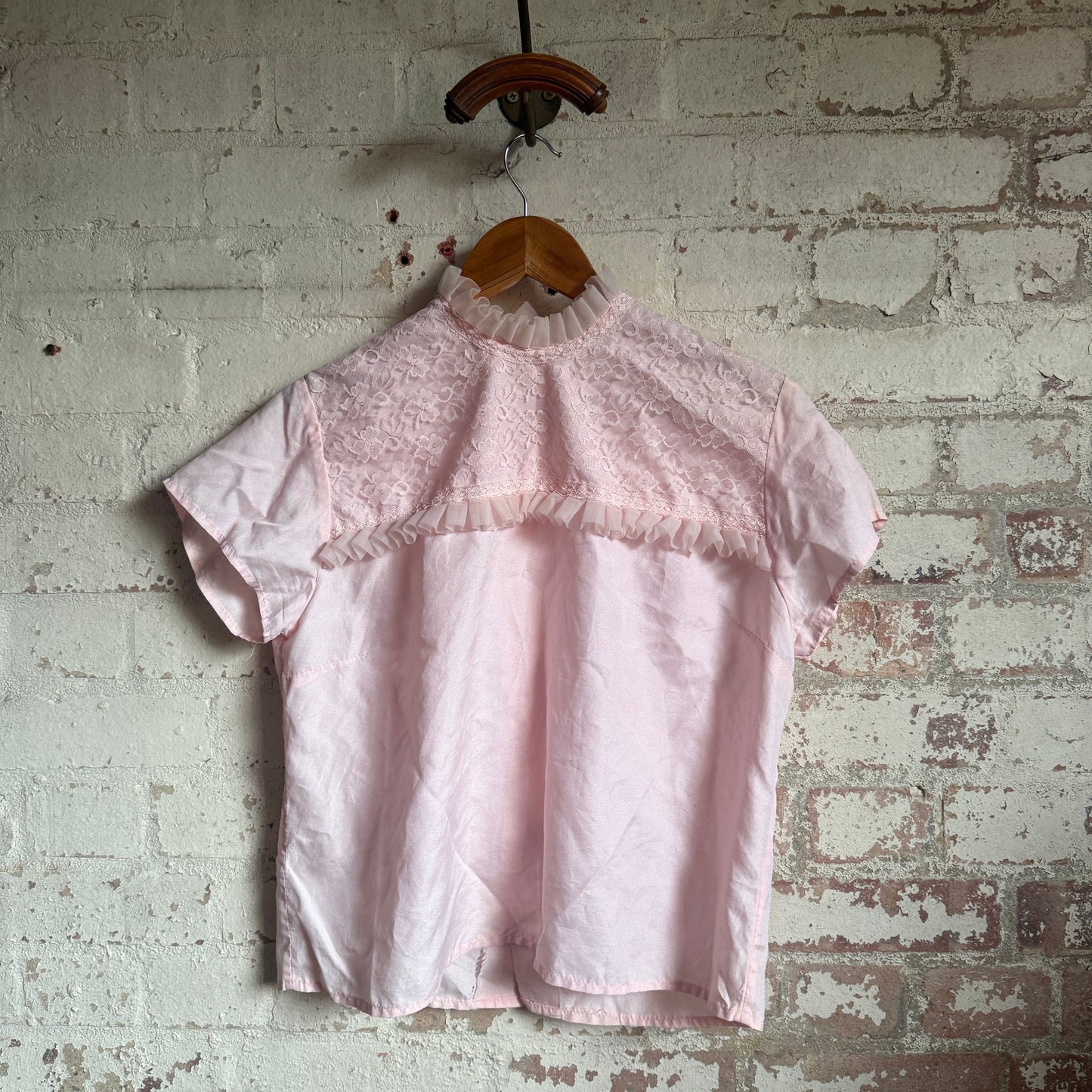 1960s Light Pink Button Blouse Top