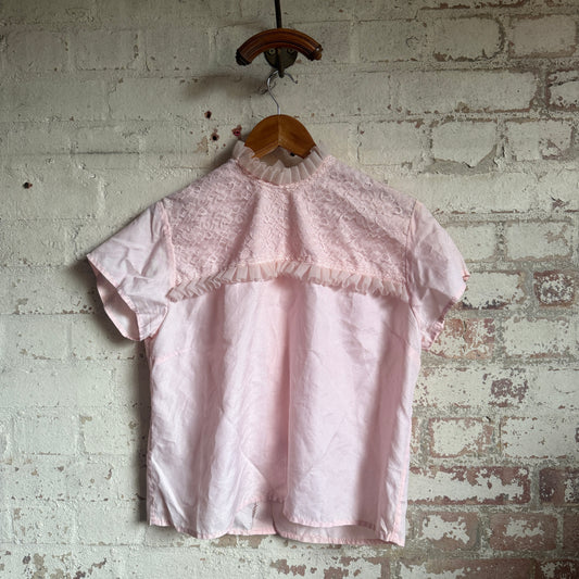 1960s Light Pink Button Blouse Top
