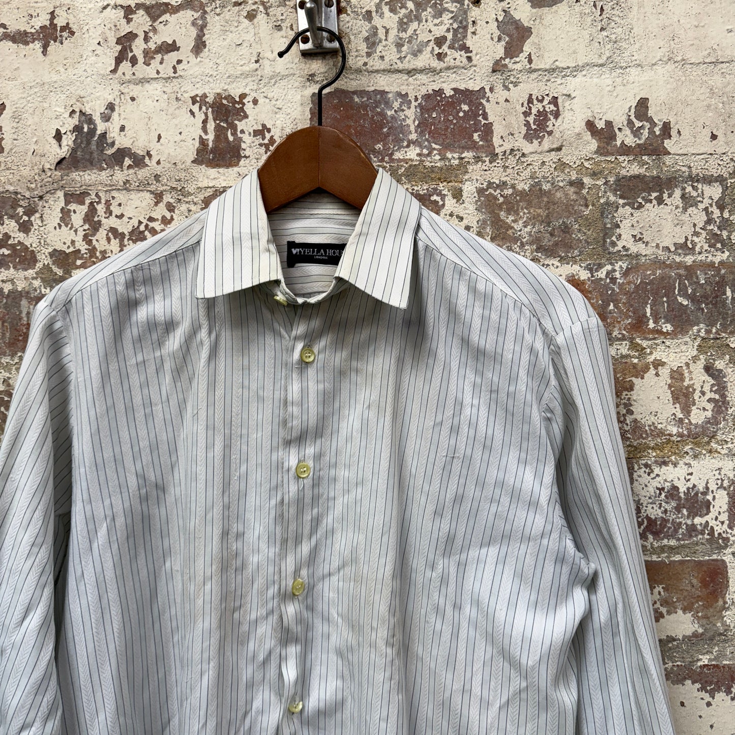 1980s White Striped British Cotton Shirt