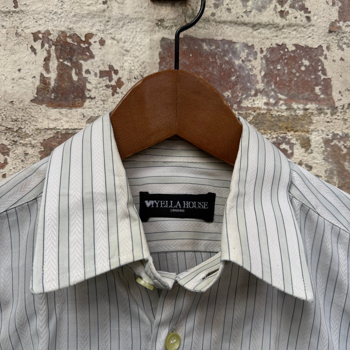 1980s White Striped British Cotton Shirt