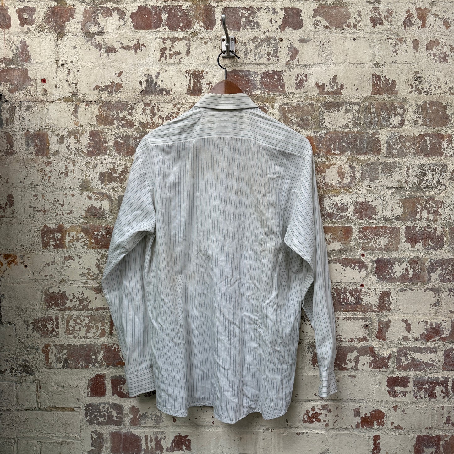 1980s White Striped British Cotton Shirt