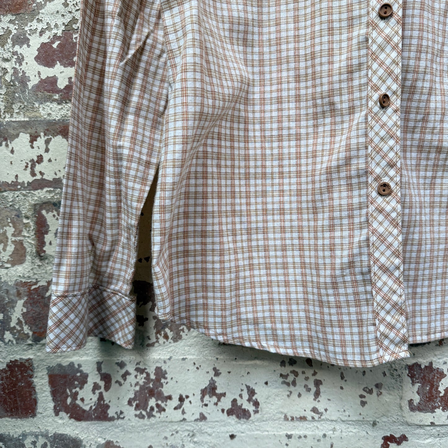 1980s Beige Checkered Button Up Shirt