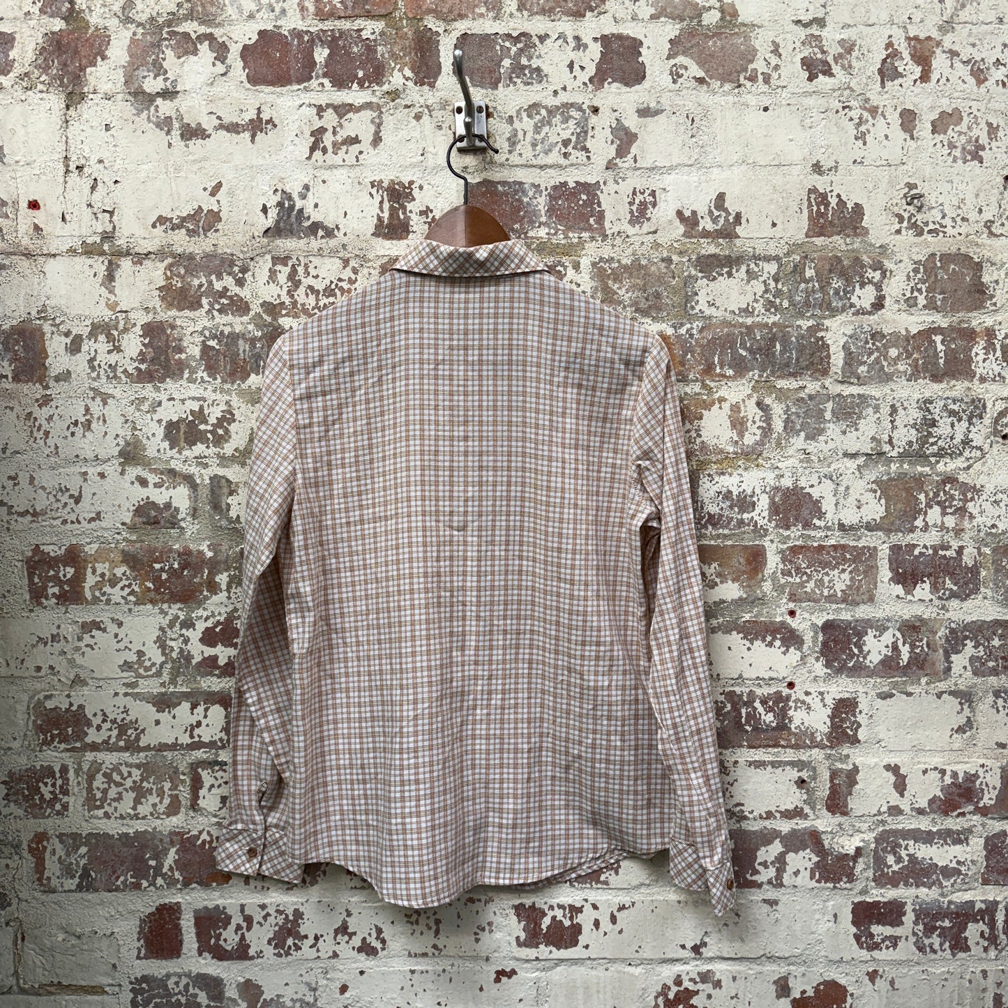 1980s Beige Checkered Button Up Shirt