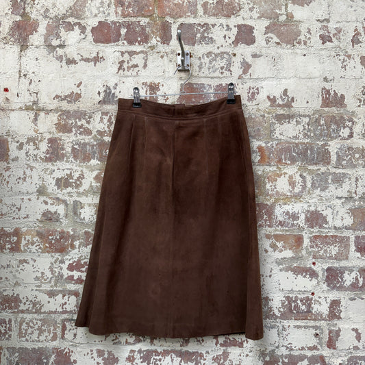 1970s Brown Suede Leather Mini Skirt