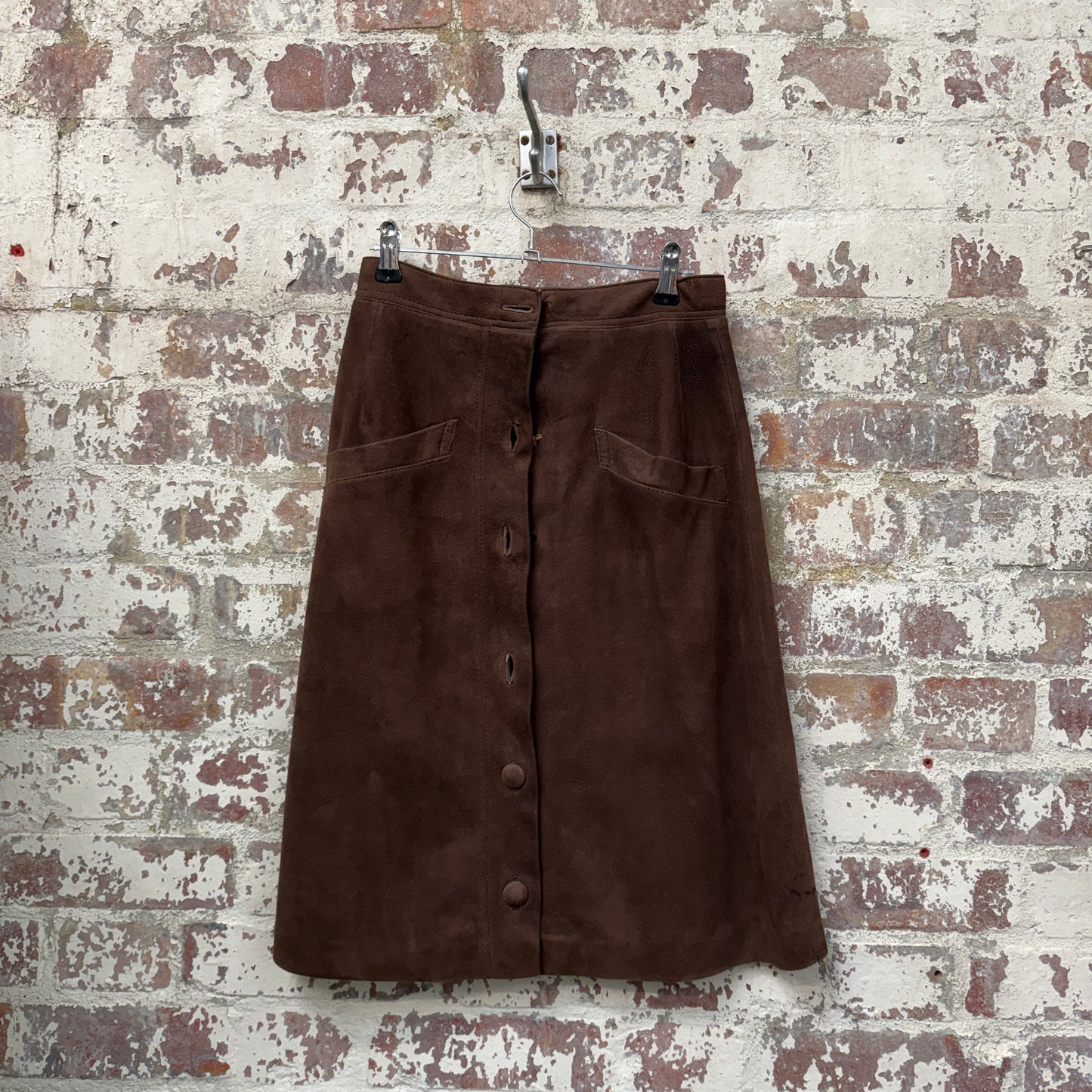 1970s Brown Suede Leather Mini Skirt