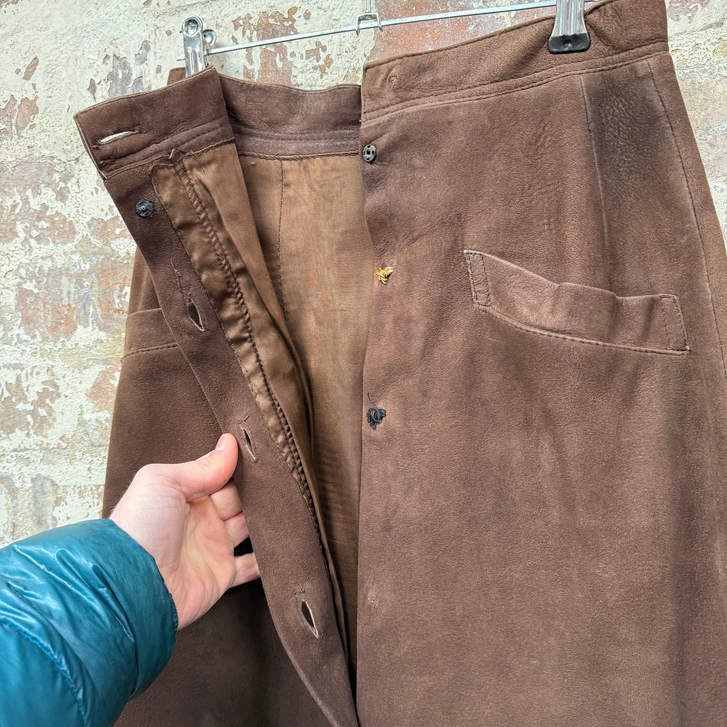 1970s Brown Suede Leather Mini Skirt