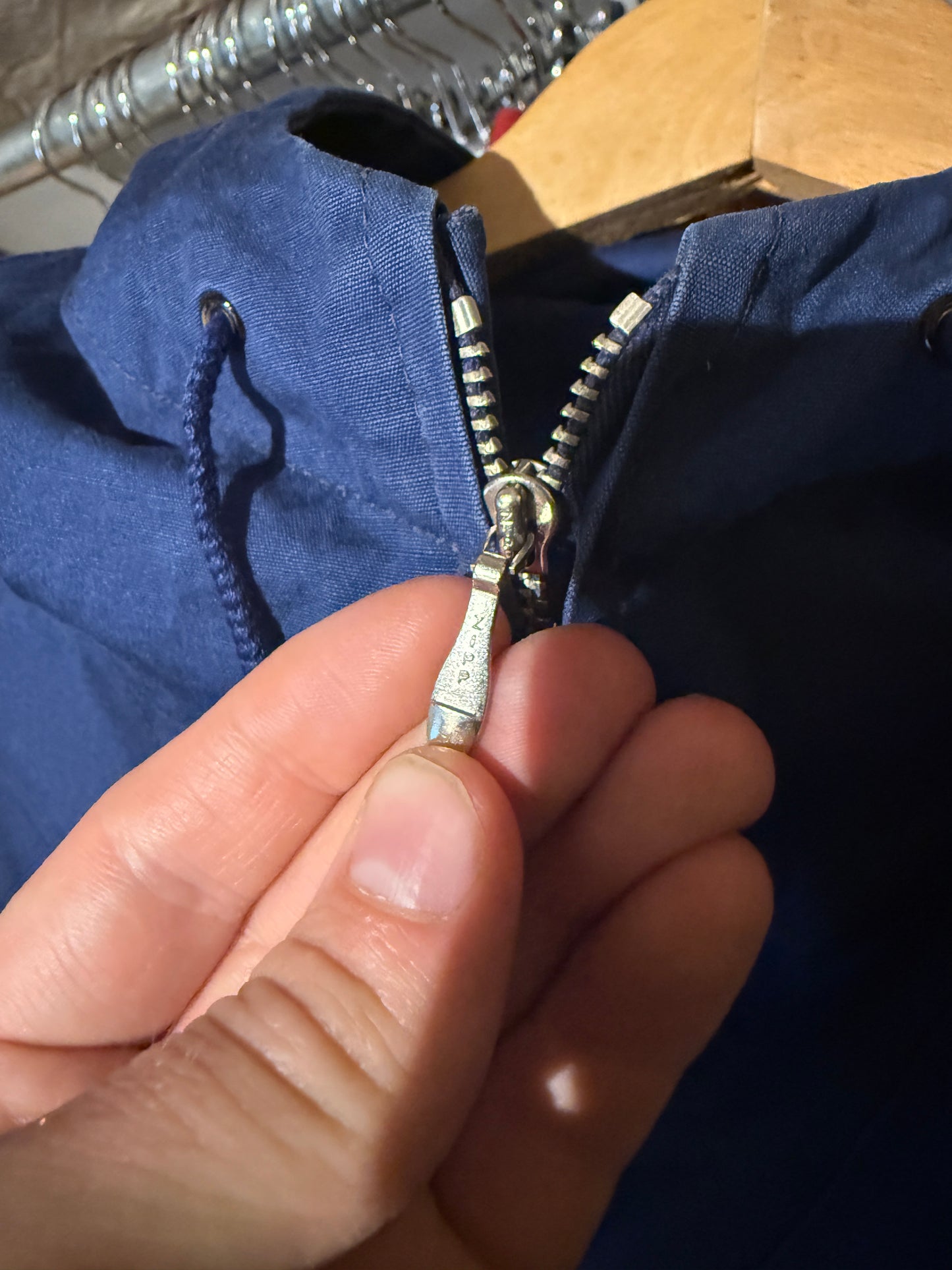 1970s Navy Cotton Smock Parka Pullover Jacket