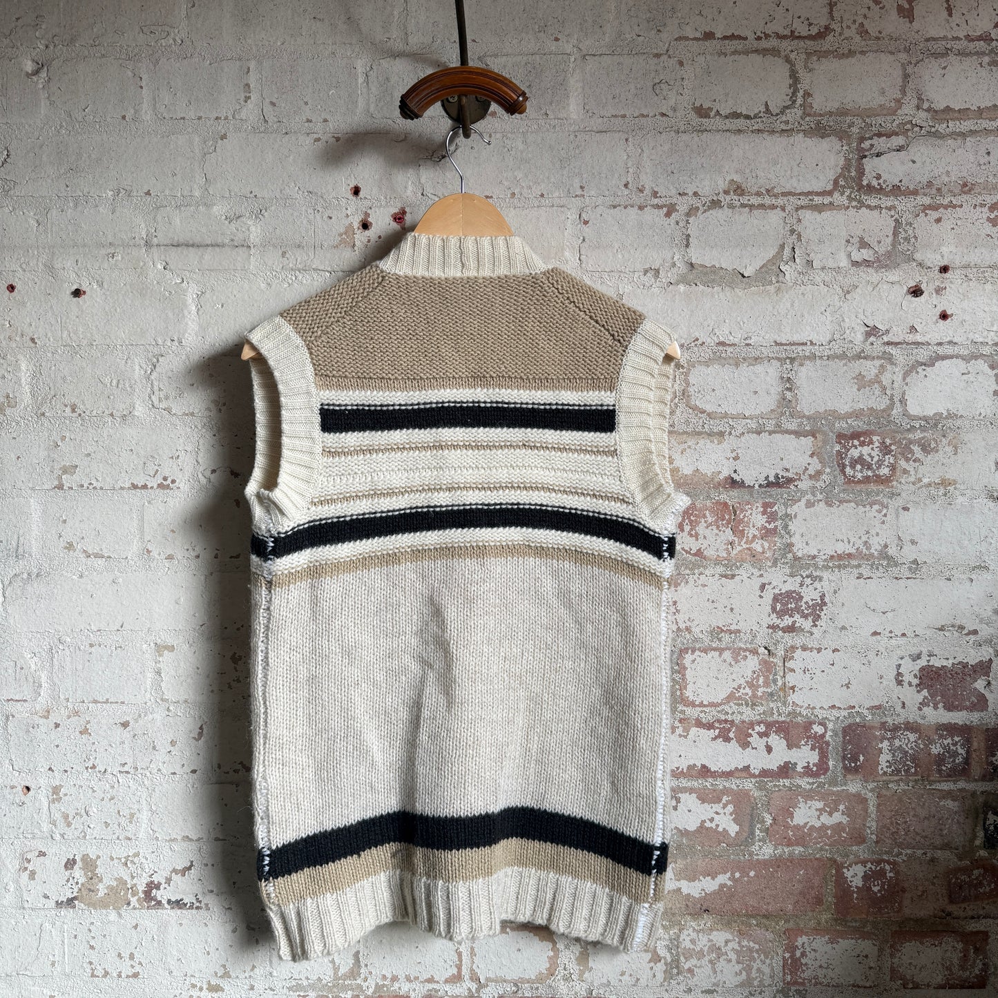 1980s Cream Wool Knitted Button Jumper
