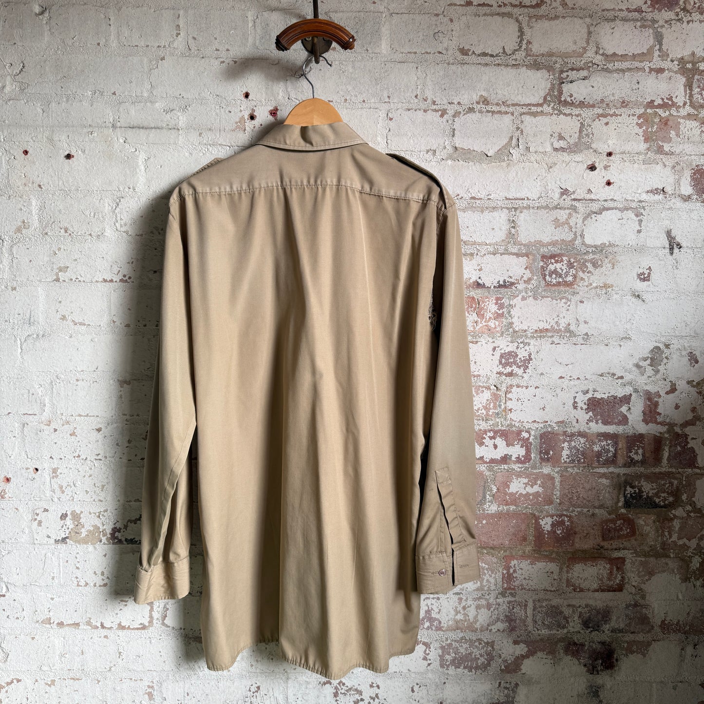 1980s Beige British Military Cotton Button Shirt