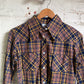 1970s Brown Checkered Dagger Collar Shirt
